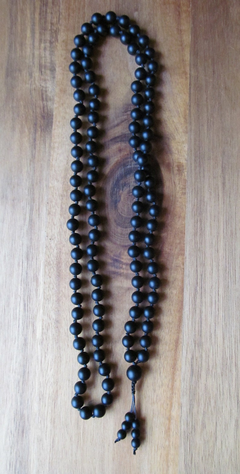 108 Bead Mala Traditional Hand Knotted Mala Beads Matte Black Onyx
