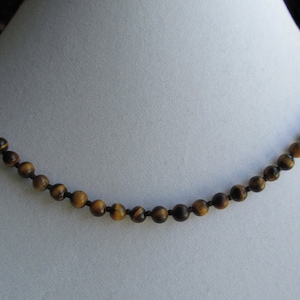 6mm Tiger Eye Mens Beaded Necklace, Mens Necklace, Mens Choker, Mens Long Necklace, Gift for Men, Mens Jewelry, Tigereye Necklace image 3