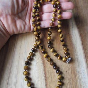 8mm Tiger Eye Necklace for Men, Beaded Tigereye, Mens Jewelry, Long Necklace, Gift for Men Tiger Eye, Gift for Musician, Tattoo Necklace image 6