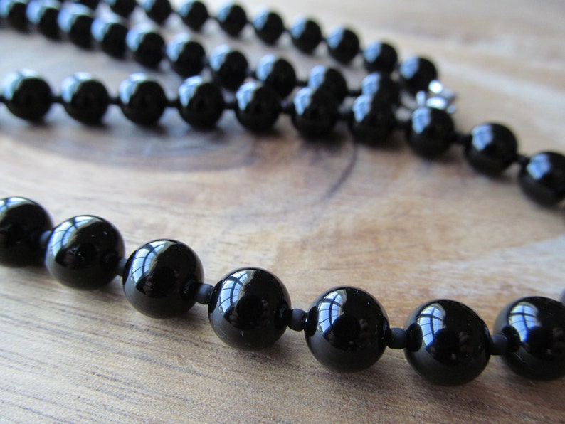 Mens Black Onyx Necklace, Men's Beaded Necklace, 8mm Mens Necklace, Gifts for Men, Long Necklace, Mens Jewelry, Men's Necklace image 4