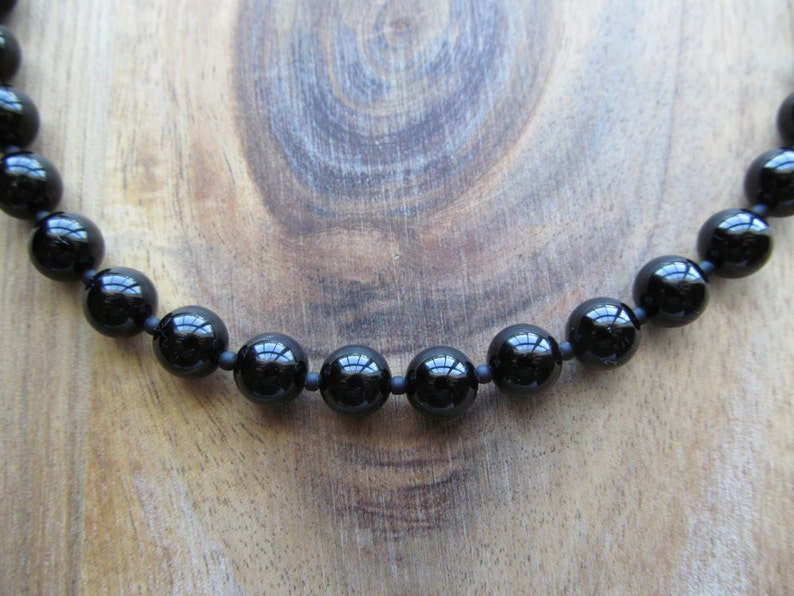 Mens Black Onyx Necklace, Men's Beaded Necklace, 8mm Mens Necklace, Gifts for Men, Long Necklace, Mens Jewelry, Men's Necklace image 2