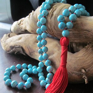 Turquoise Mala Beads, 108 Mala Beads, Turquoise Necklace, Mala Necklace , Prayer Beads , Yoga Jewelry, Japa Mala, Meditation Beads image 4