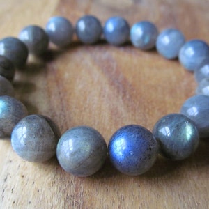 Bracciale Labradorite 10 mm, Bracciale Donna o Uomo, Bracciale 10 mm, Gioielli Uomo, Regalo Uomo, Gioielli Yoga, Bracciale Impilabile