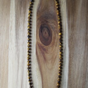8mm Tiger Eye Necklace for Men, Beaded Tigereye, Mens Jewelry, Long Necklace, Gift for Men Tiger Eye, Gift for Musician, Tattoo Necklace image 5