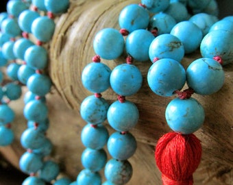 Turquoise Mala Beads, 108 Mala Beads, Turquoise Necklace, Mala Necklace , Prayer Beads , Yoga Jewelry,  Japa Mala, Meditation Beads