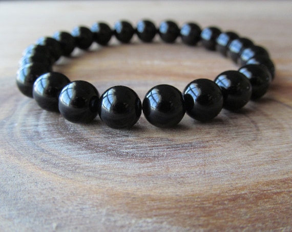 Black Onyx Bracelet: Handmade 8mm Beaded Stacking Bracelet