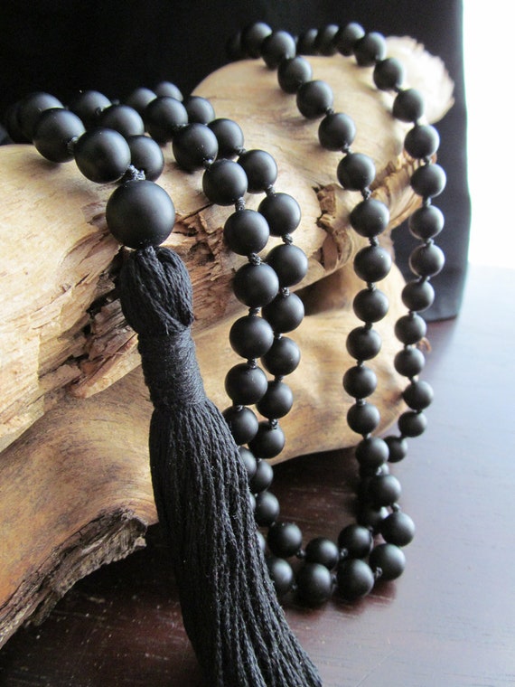 Hand knotted Matte Onyx Mala Necklace Hand knotted Matte Onyx Mala Necklace
