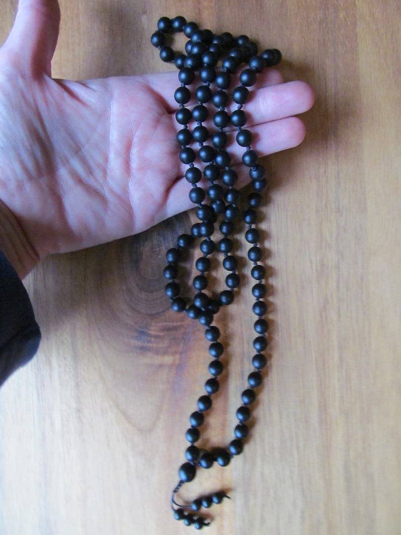 108 Bead Mala Traditional Hand Knotted Mala Beads Matte Black Onyx
