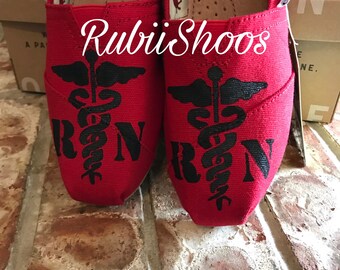 RubiiShoos Original-Nurses- Stethoscope-RN- Medic Shoes-Hand Painted-Painted Shoes-Registered Nurse- Nurse Gift-Custom Toms-Graduate gift