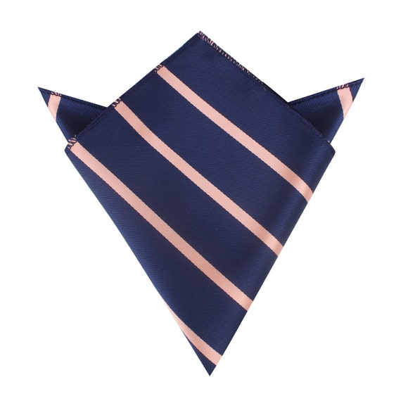 Men's Suit Handkerchief Navy Blue with Peach Stripes Etsy