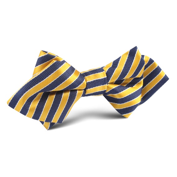 Men/'s Bowtie Yellow with Midnight Blue Polka Dots Self-tied Formal Men Bow tie