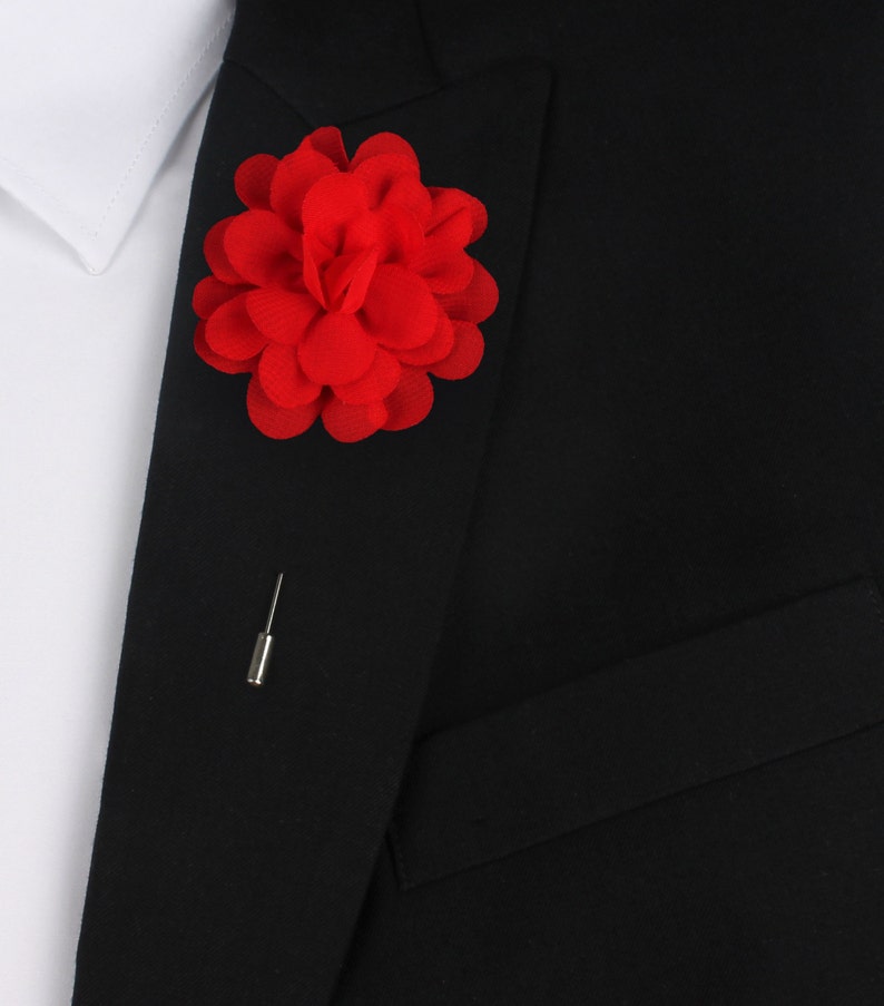 Red Lapel Flower Lapels Suit Suits Pin Pins Men Mens Boutineer Flowers Wedding Groom Melbourne Cup Races Australia Jacket OTAA LP15