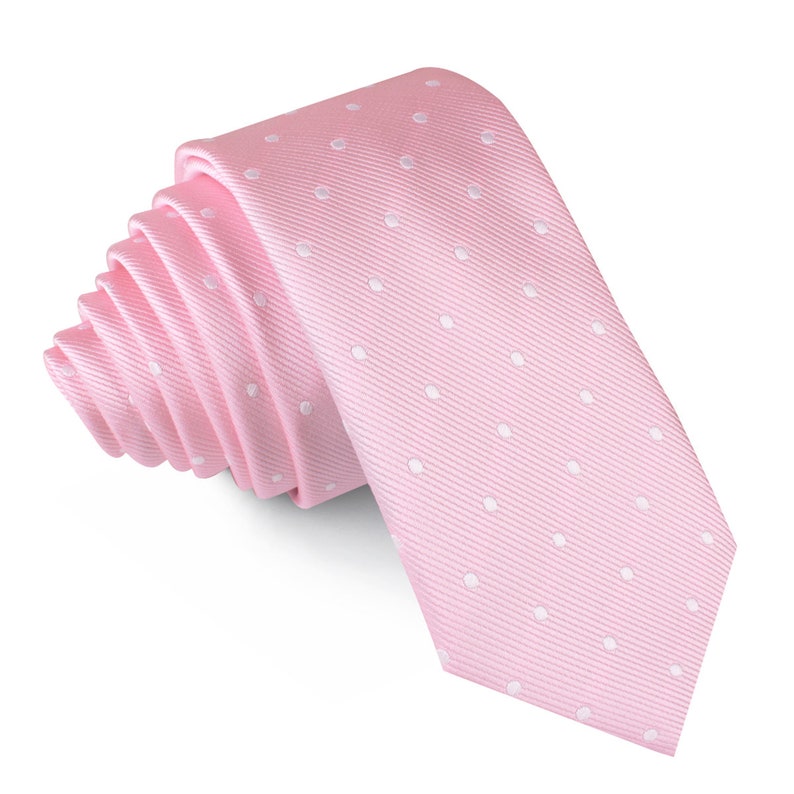 M620-ST6 Men/'s 6.5CM Thin Narrow Ties Slim Mens Men Wedding Weddings Groomsmen White Dots On Warm Pink Skinny Tie