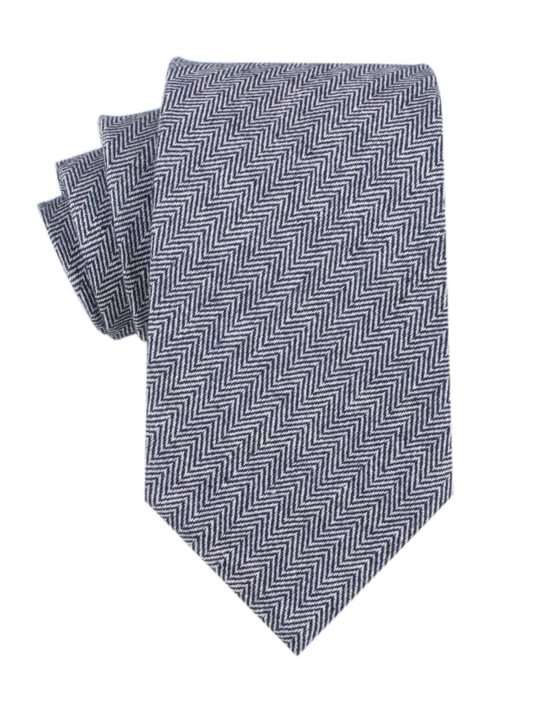 Mens Linen Tie 8.5CM Navy Blue Herringbone Zig Zag Natural Organic Fibers Ties Necktie Neckties Neck Thick Wide Normal Men Wedding L027-T85