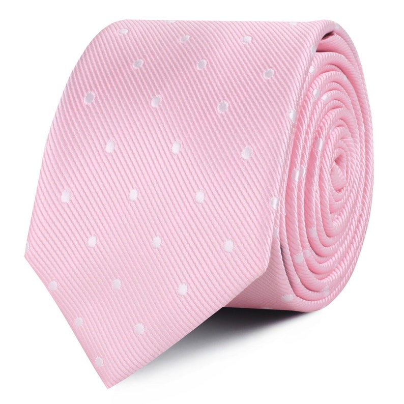 M620-ST6 Men/'s 6.5CM Thin Narrow Ties Slim Mens Men Wedding Weddings Groomsmen White Dots On Warm Pink Skinny Tie