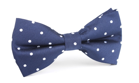 Men/'s Bowtie Yellow with Midnight Blue Polka Dots Self-tied Formal Men Bow tie