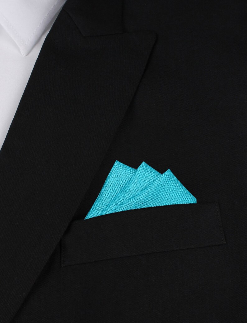 Handkerchief Thin Slim Ties Men Necktie Suit Narrow L173-S+P Matching Skinny Tie Pocket Square Combo Teal Slub Linen