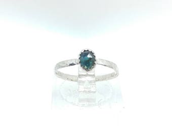 Rose Cut Blue Sapphire Ring | Sterling Silver Ring Sz 5.5 | Rose Cut Sapphire Ring | Simple Blue Ring | September Birthstone Ring