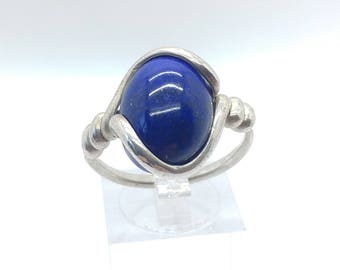 Lapis Lazuli Ring | Sterling Silver Ring Sz 9.25 | Blue Stone Ring | Dark Blue Stone Ring | Blue Lapis Ring | Gemstone Ring