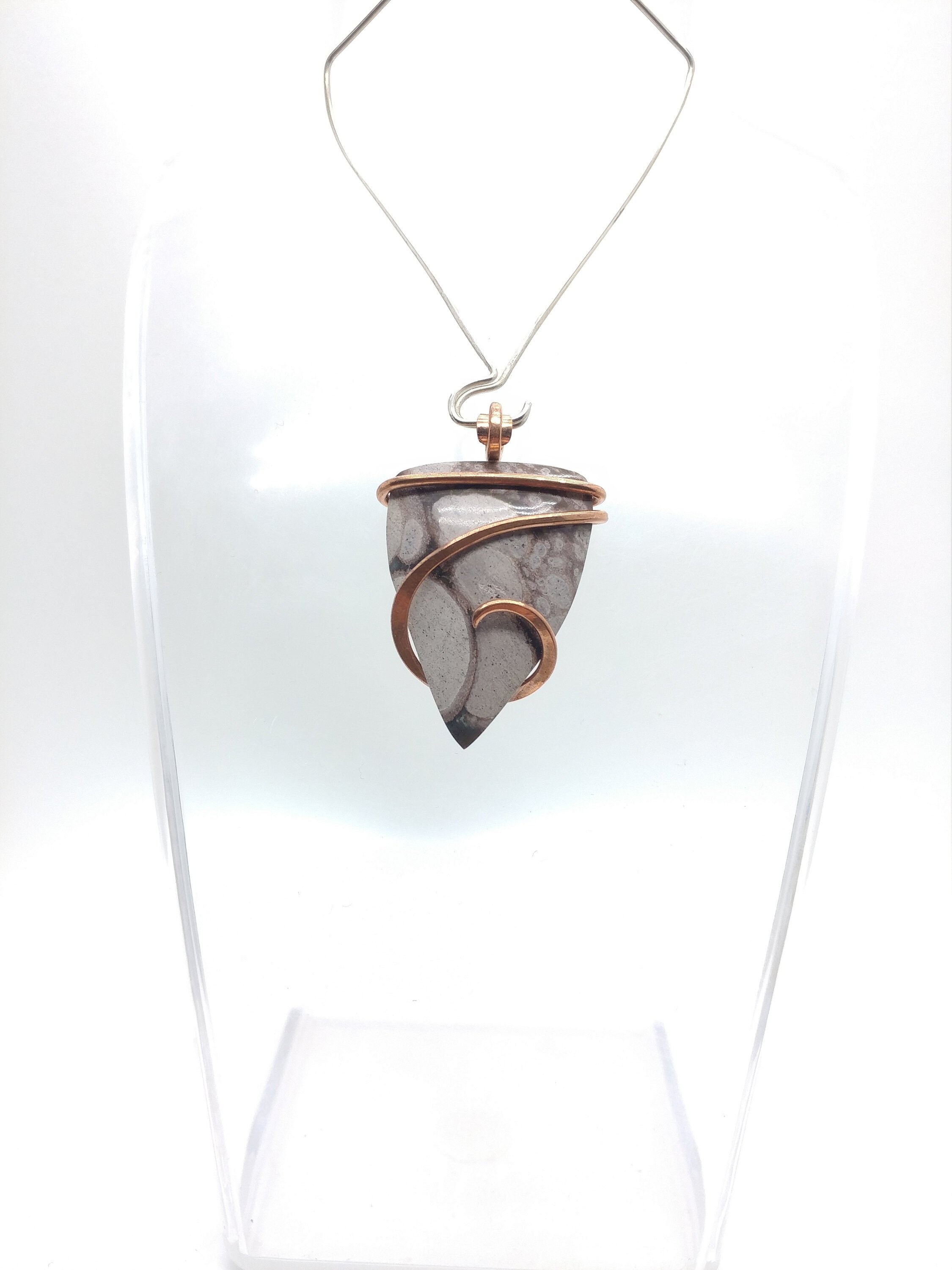 Lilypad Jasper Necklace Rhyolite Pendant Copper Rustic 1