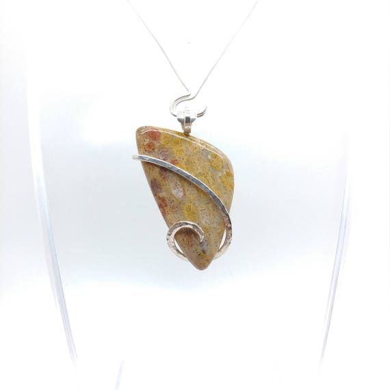 Fossil Coral Necklace Fossil Coral Pendant Sterling Silver Etsy