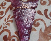 Arrowhead Pendant - Vintage Orchid Purple Wirewrap Necklace Hand knapped Usa .925 Sterling Tribal  Jewelry FREE SHIPPING