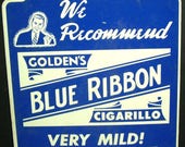 Vintage Blue Ribbon cigars store sign