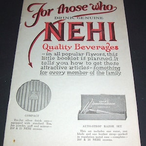 1930s Nehi beverages premium catalog