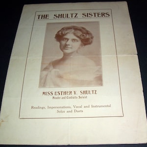 Circa 1916 Shultz Sisters brochure, entertainers
