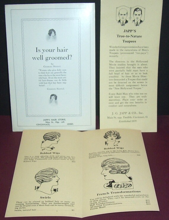 1926 Japp's Wigs & Toupee brochures. | Etsy