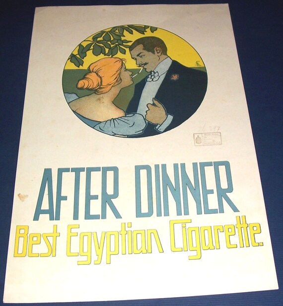 after dinner cigarette RARE Circa 1921 After Dinner cigarettes store sign