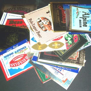 Large lot of vintage unused beer labels