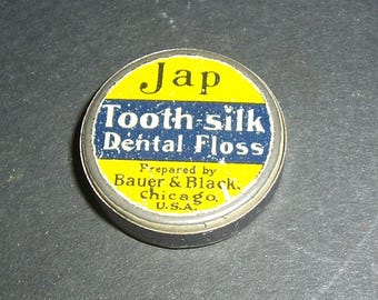 Vintage Tooth Silk dental floss tin