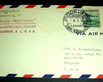 1936 zeppelin mail cover, Hindenburg, on-board cancel