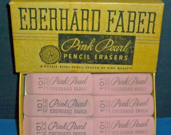 Vintage full box of Eberhard Faber Pink Pearl erasers