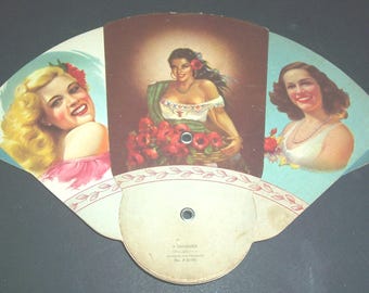 Vintage folding pin-up fan, Mexico