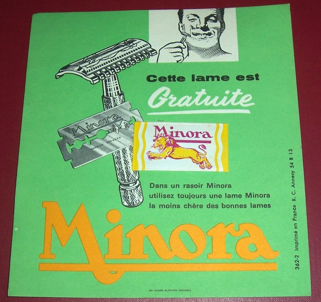 Vintage French Minora Razor Blade Sample Advertising Card - Etsy