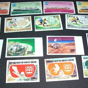 Large lot of vintage imperforate  Upper Volta stamps