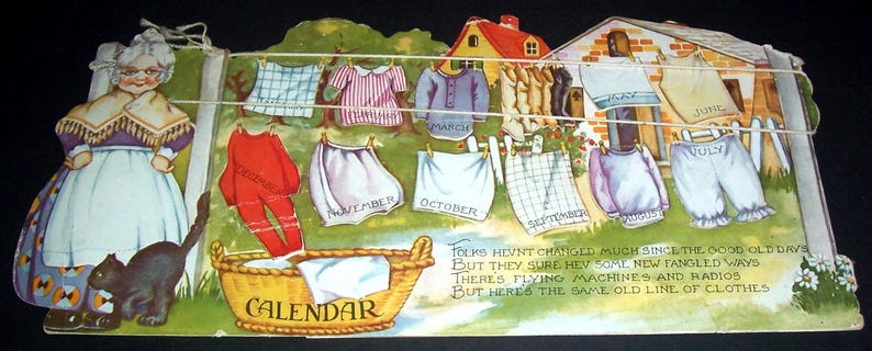 1930 Die-cut, Lift-up Laundry Calendar - Etsy