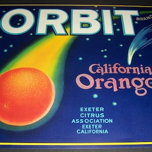 Vintage unused Orbit Califirnia oranges crate label