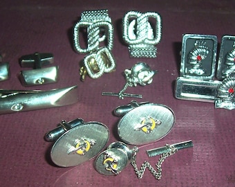 4 vintage cuff link and tie bar sets