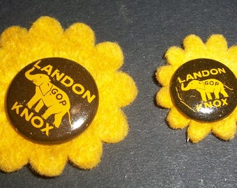 2 Landon buttons, 1936 presidential election