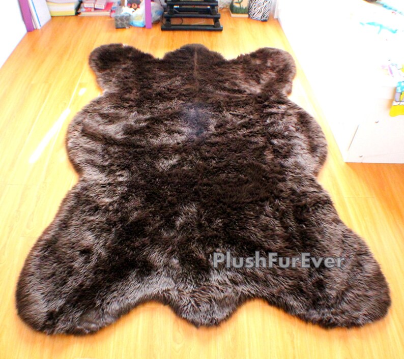 Clearance Big Brown Bear Faux Fur Rug Chocolate Bearskin