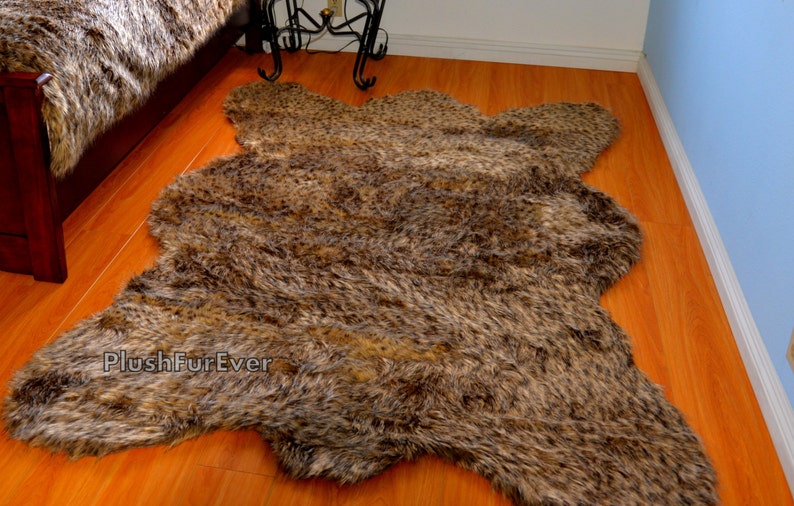 Exotic Rug Desert Fox Faux Fur Lodge Cabin Contemporary Style Etsy