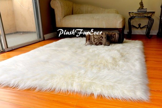 Olive Green Shaggy Faux Fur Rugs Accents Area Throws Nursery Decor Sheepskins