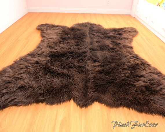 Large Grizzly Area Rug White Brown Black Polar Bear Skin