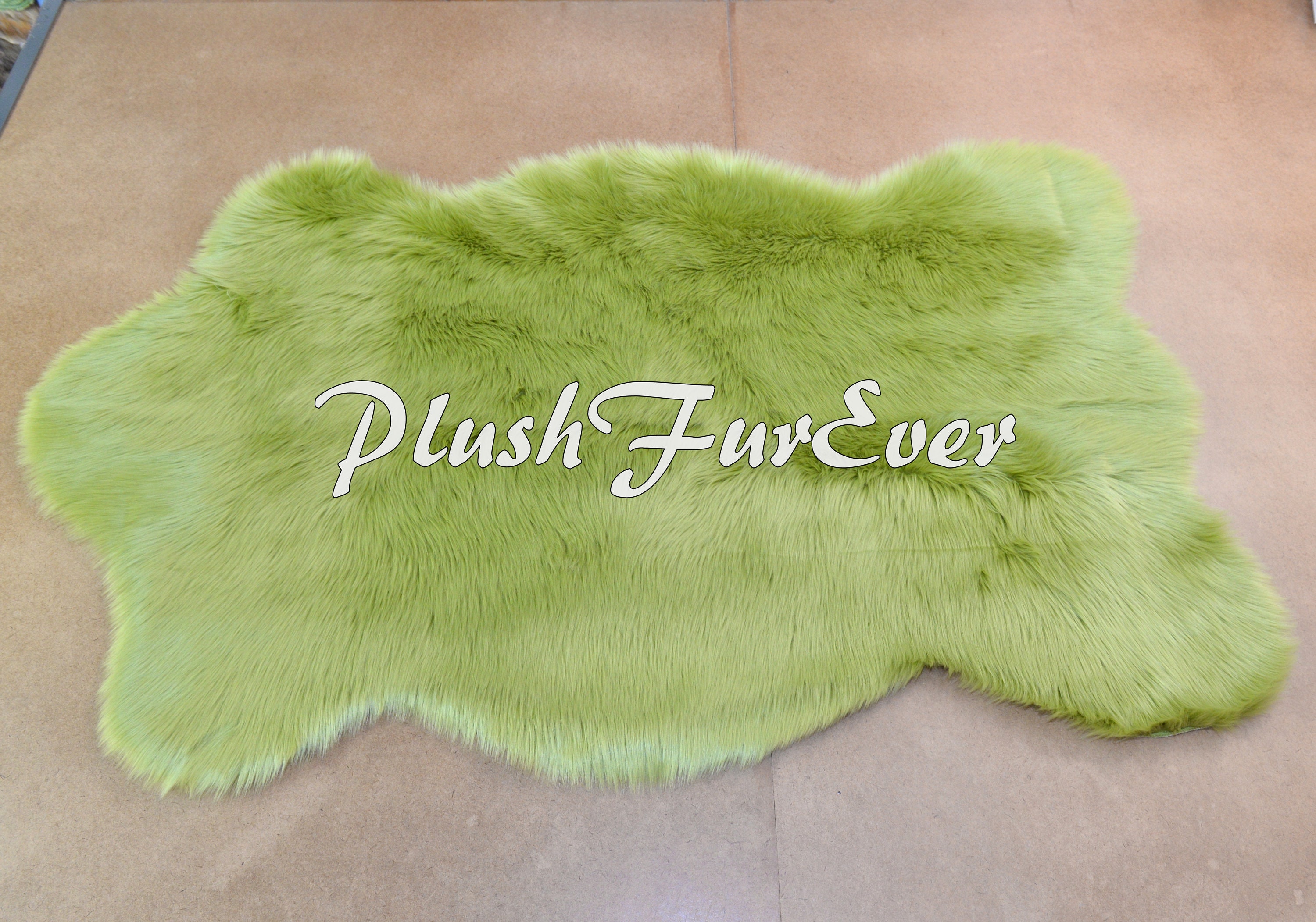 Olive Green Shaggy Faux Fur Rugs Accents Area Throws Nursery Decor Sheepskins