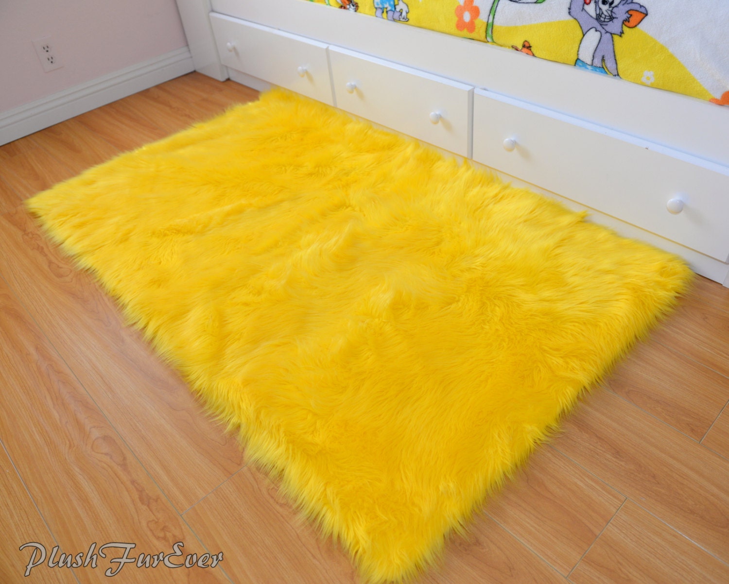 Sunshine yellow bright faux fur throw rug beautiful boy girl Etsy