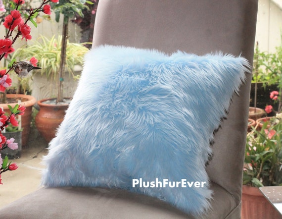 17x17 Light Blue Luxury Shaggy Fur Pillows Faux Etsy
