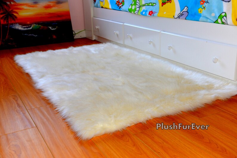 8 X 10 Sheepskin Fur Area Rug Luxury Gy Living Room Faux Modern Contemporary Acrylic Rugs